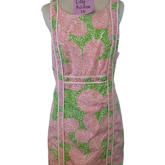 Lilly Pulitzer Limeade Cheat Ya Fryer Shift All Cotton pink, green Dress size 10 - Picture 3 of 4
